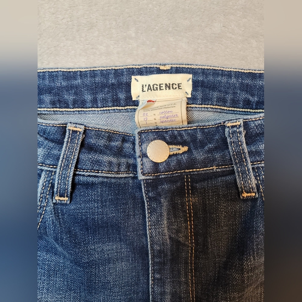 L’AGENCE Ruth High Rise Straight Jeans Mesa Wash Raw Hem Size 29 - Picture 9 of 11